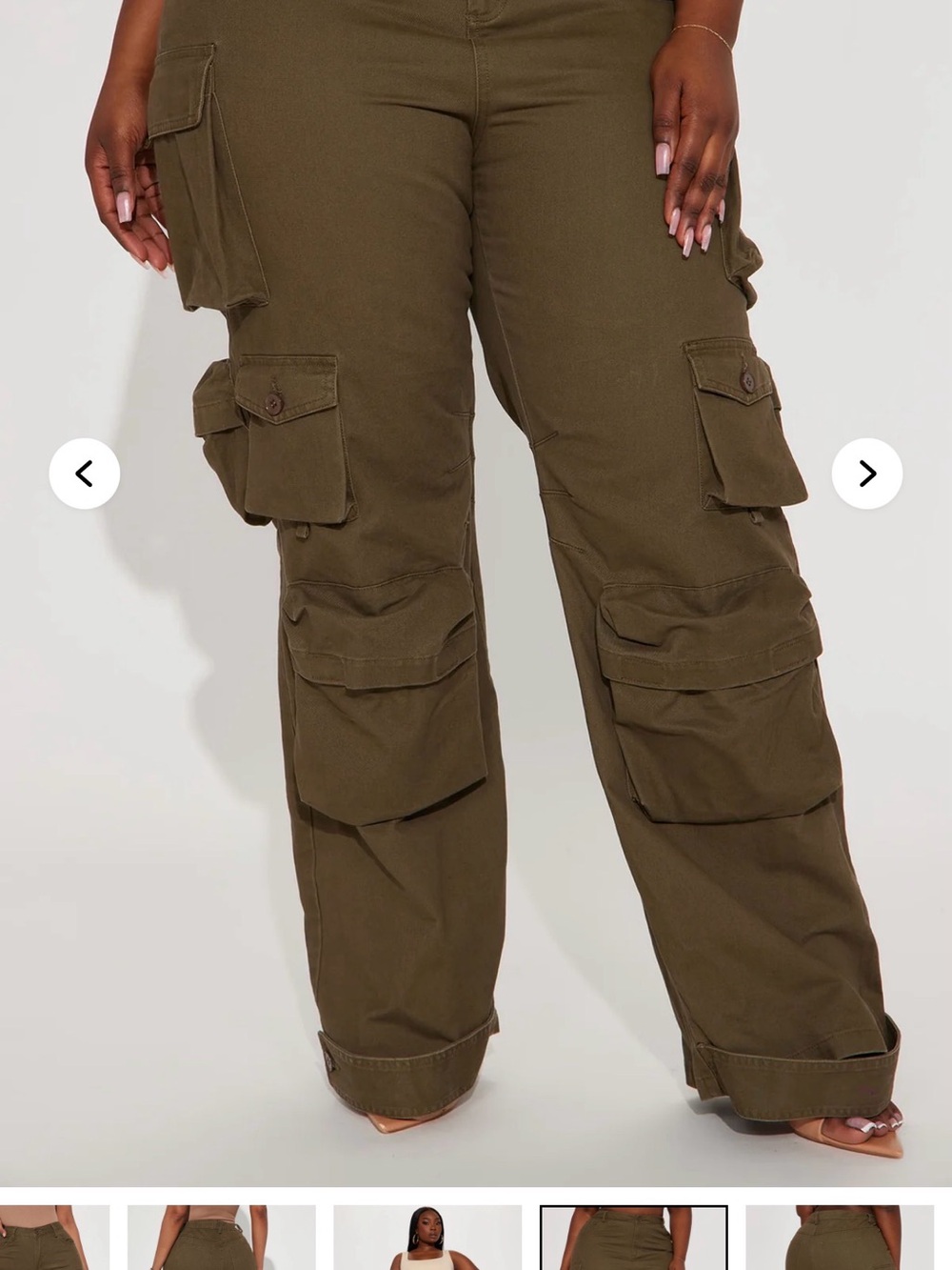Fashion Nova Olive Green Plus Wide Leg Cargo Pants